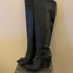 Guess over the knee soft black leather boots size 6